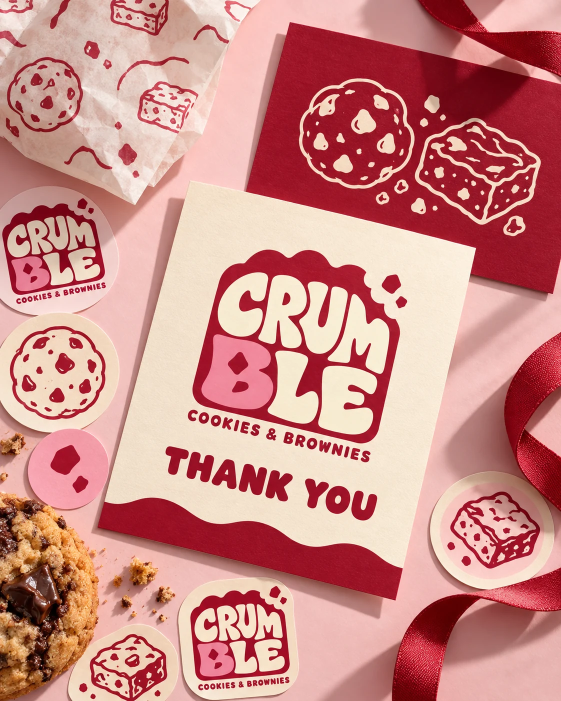 Crumble printed cards and packaging details